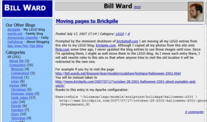 Screenshot of my old site - courtesy archive.org